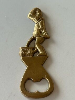 Vintage Brass bottle Opener modeled after the Manneken Pis statue in Belgium